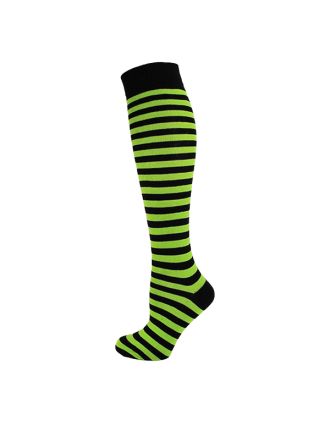 Black and Light Green Thin Striped Knee High Socks