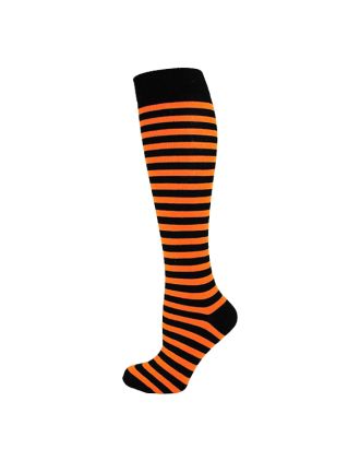 Black and Orange Thin Striped Knee High Socks