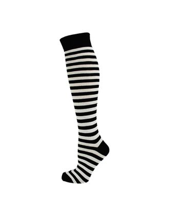 Black And White Thin Striped Knee High Socks