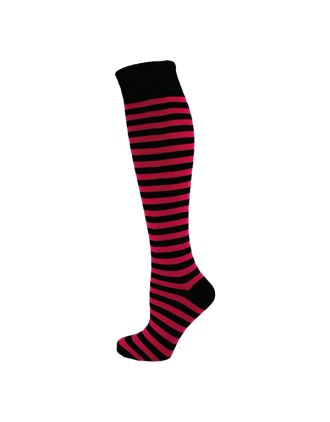 Black and Red Thin Striped Knee High Socks
