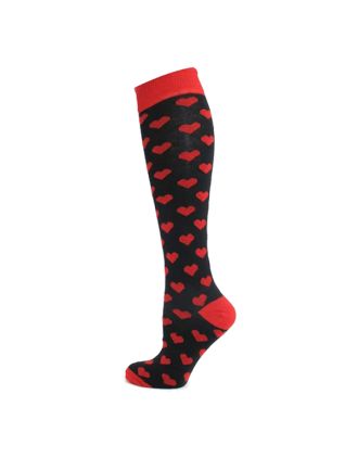 Red Hearts Design Assorted Women Knee High