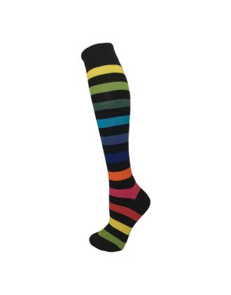 New Dark Rainbow Thick Stripe Knee High Socks