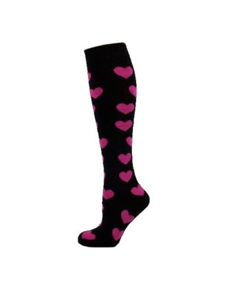 Neon Fuschia Hearts On Black KH Socks
