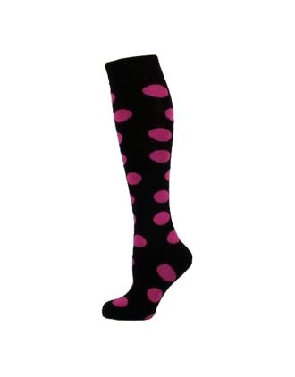Neon Fuschia Dots On Black KH Socks
