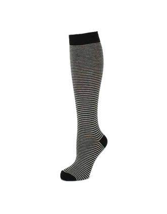 Black and Grey Very Thin Striped Knee High Socks