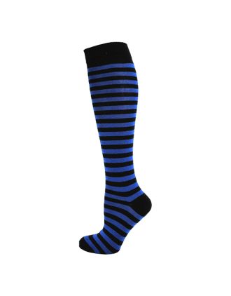 Blue  & Black Thin Striped Knee High Socks
