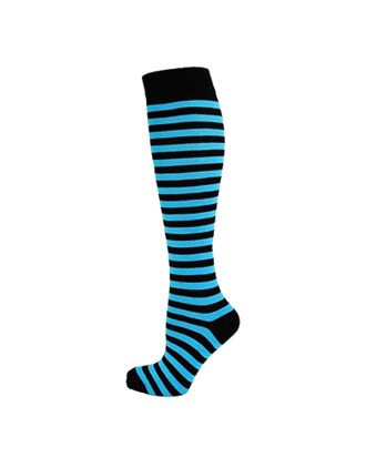 Black and Turquoise Thin Striped Knee High Socks