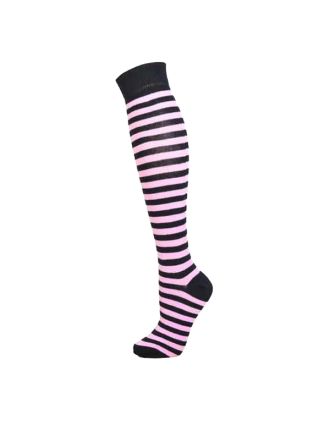 Black and Pink Thin Striped Knee High Socks