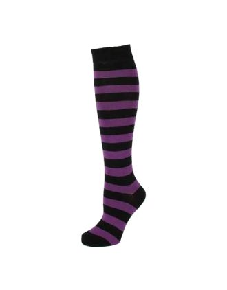 Black and Purple Thick Stripe Knee High Socks