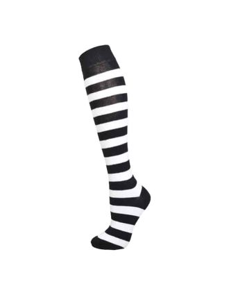 Black and White Thick Striped Knee High Socks