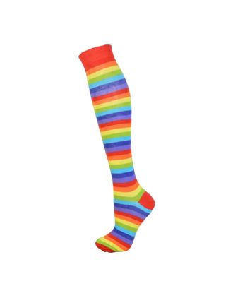 Red Rainbow Thin Striped Knee High Socks