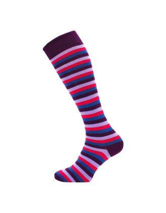 Deep Purple Rainbow Thin Striped Knee High Socks macahel - SLK-0721