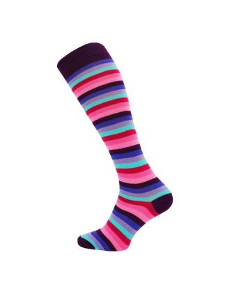Purple Rainbow Thin Striped Knee High Socks