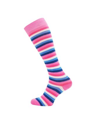 Pink Rainbow Thin Striped Knee High Socks
