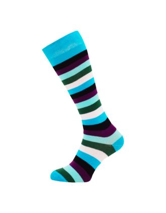 Turquoise Rainbow Thick Striped Knee High Socks SLK-0726
