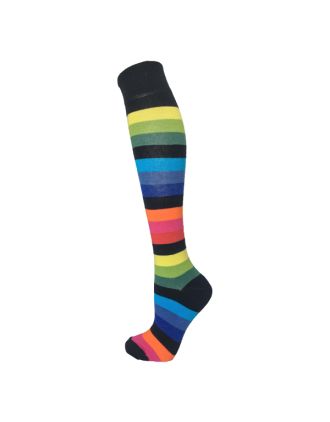 New Dark Rainbow Thick Striped Knee High Socks