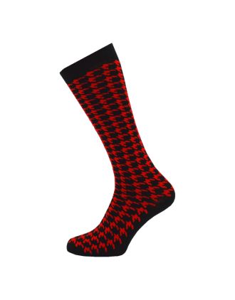 Red Dog Teeth Knee High Design Socks
