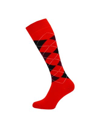 Knee High Purple & Black on Red Argyle - SLK-0753