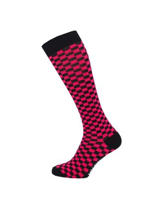 Knee High Squares Black and Fuchsia Socks