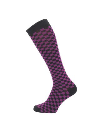Knee High Squares Black and Purple Socks