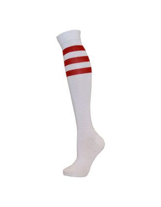 Knee High Sports Socks with Red Stripes