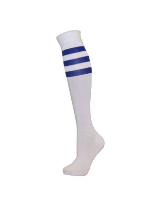 Knee High Sports Socks With Blue Stripes