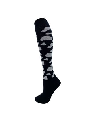 Knee High White on Black Cow Prints SLK-3084