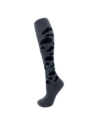 Knee High Black on Grey Cow Prints SLK-3087