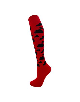 Knee High Black on Red Cow Prints SLK-3088