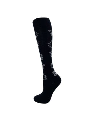 Punk Skull Design On Black Knee High Socks