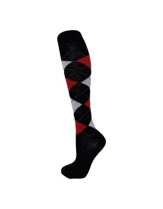 Red and White Argyle with White Lines KH Socks