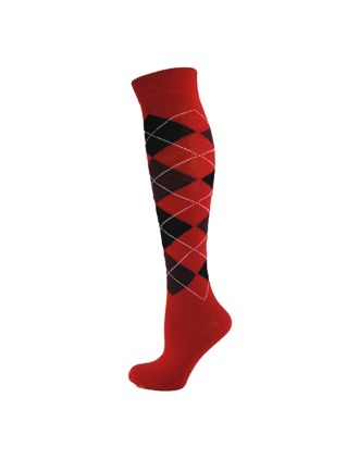 Black Brown on Red With white lines Argyle KH Socks 