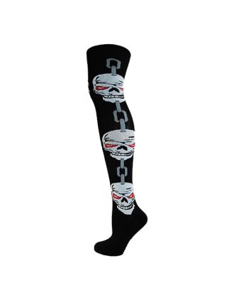 Skulls With Chains Over The Knee Socks