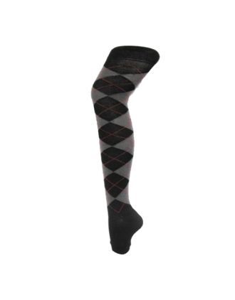 Footless Assorted Argyle Dark Design Over The Knee Socks