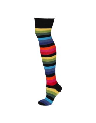 Dark Rainbow Thick Stripes Over The Knee Socks