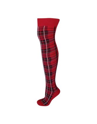 Red Check Design Over the Knee Socks