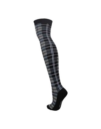 Grey Check Design Over The Knee Socks
