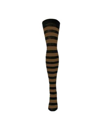 Black & Light Brown Thick Striped Over The Knee Socks