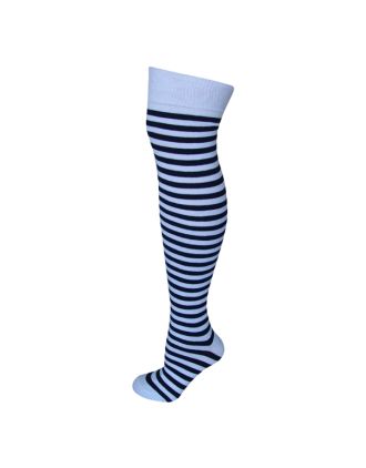 Black and White Thin Striped Over the Knee Socks