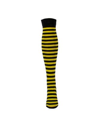 Black & Yellow Thin Striped Over The Knee Socks