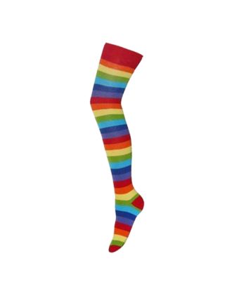 Red Rainbow Thick Striped Over The Knee Socks