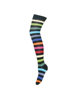 New Dark Rainbow Thick Striped Over The Knee Socks
