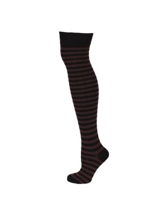 Black & Brown Thin Striped Over The Knee Socks