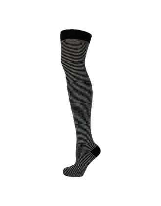 Black & Grey Very Thin Striped Over The Knee Socks