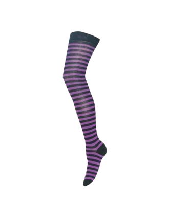 Purple & Black Thin Striped Over The Knee Socks