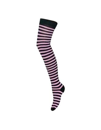 Pink & Black Thin Striped Over The Knee Socks