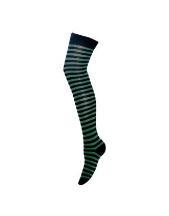 Dark Green & Black Thin Striped Over The Knee Socks
