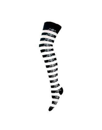 Small Skull on Assorted Stripe Over The Knee Socks