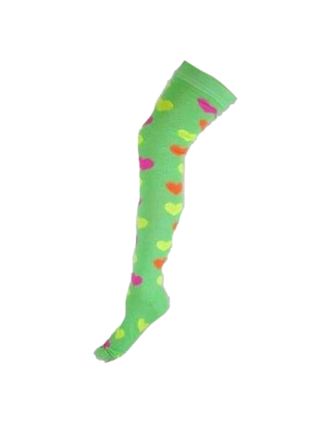 Neon Hearts On Plain Neon Assorted Design Over The Knee Socks