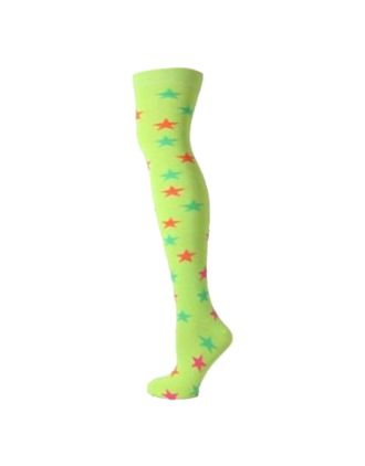 Assorted Neon Stars On Plain Assorted Neon Over the Knee Socks